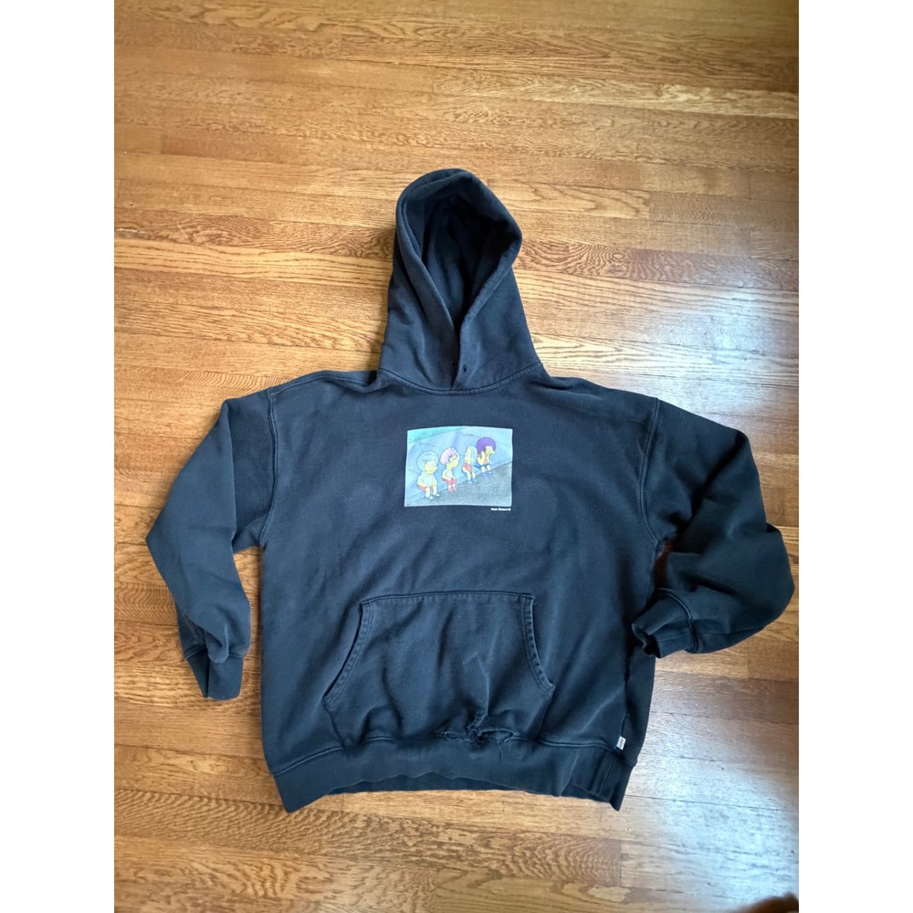 Levis The Simpsons Hoodie Mens XL Black Distressed Pullover Sweatshirt Thrashed